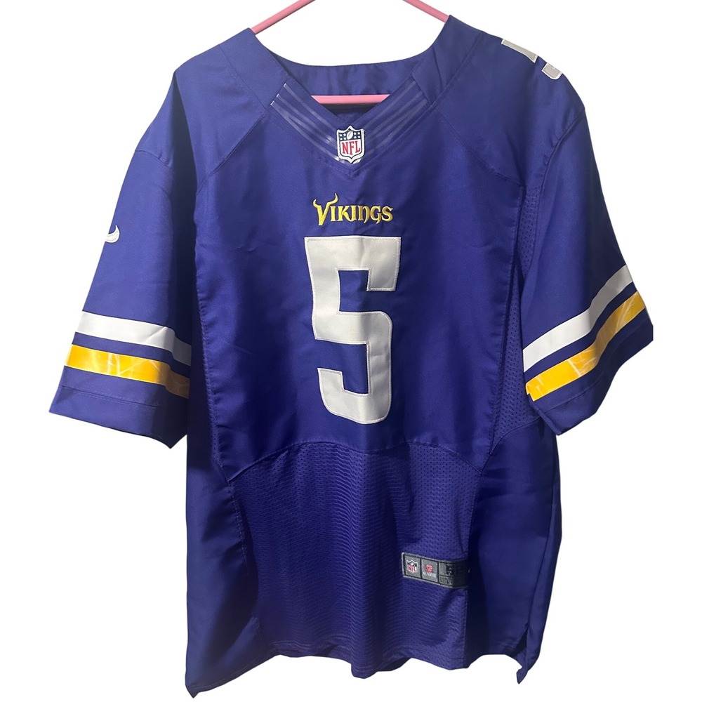 Nike Onfield Minnesota Vikings Teddy Bridgewater 5 Jersey Purple Mens Size 52 XL